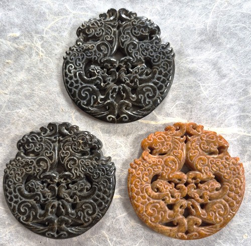 Set three chinese carved - of,